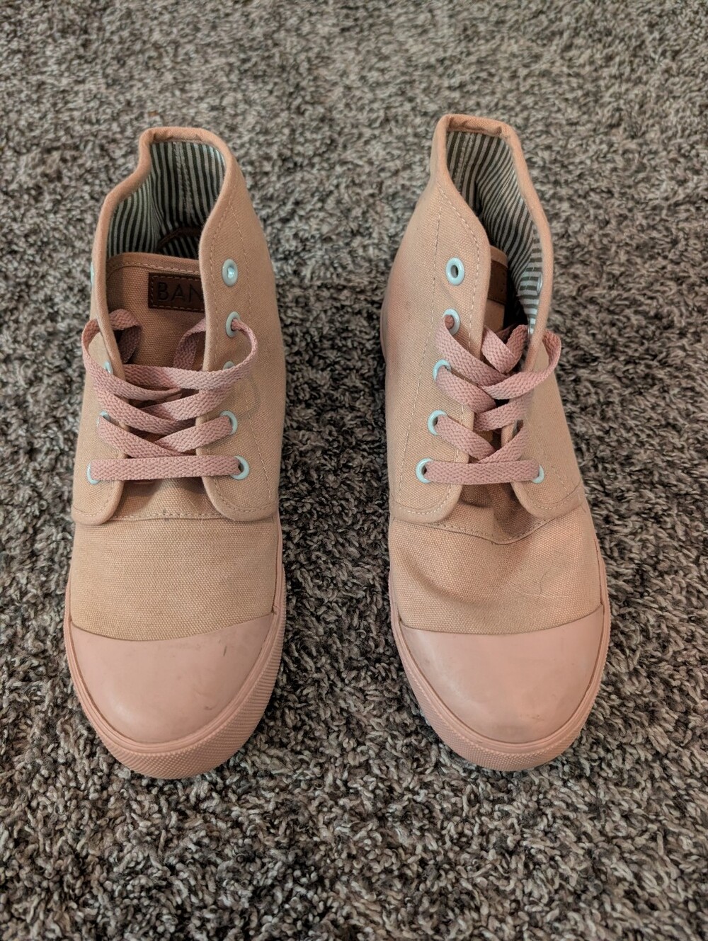 Bangs Canvas High-Top Sneakers in Dusty Pink